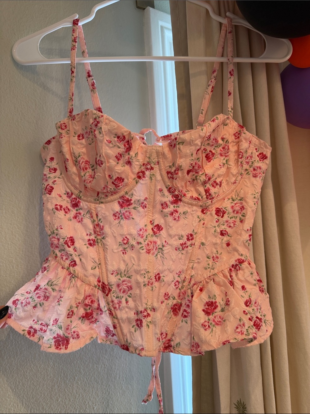 Floral Pink Bustier Peplum Tank Top